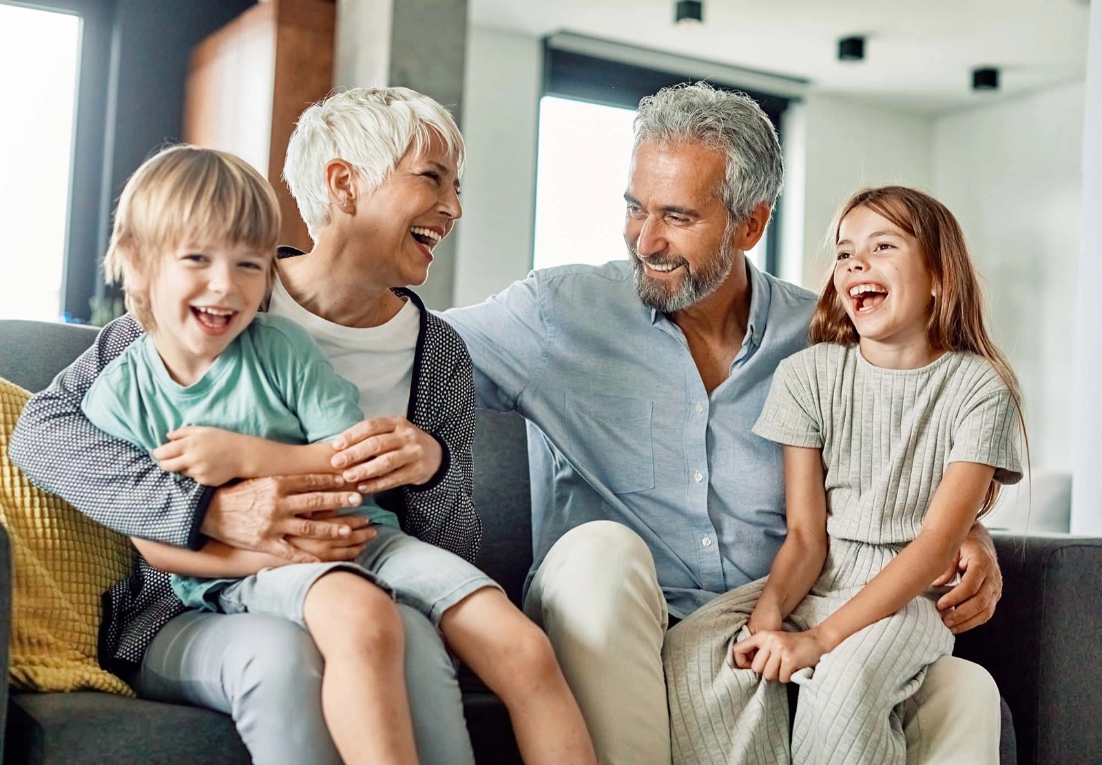 Multigenerational family smiling together